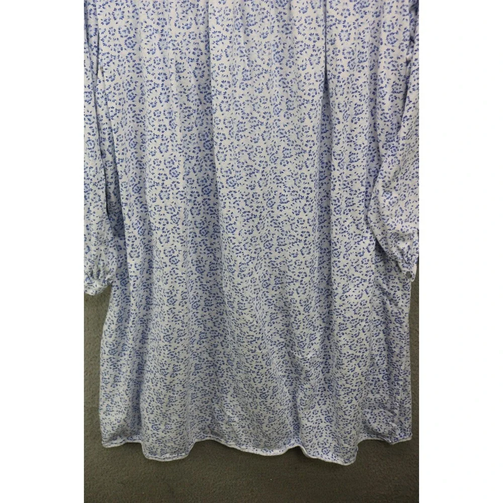 Eileen West Long Sleeve Floral Flannel Nightgown-Size Medium-Lace-Cottagecore
